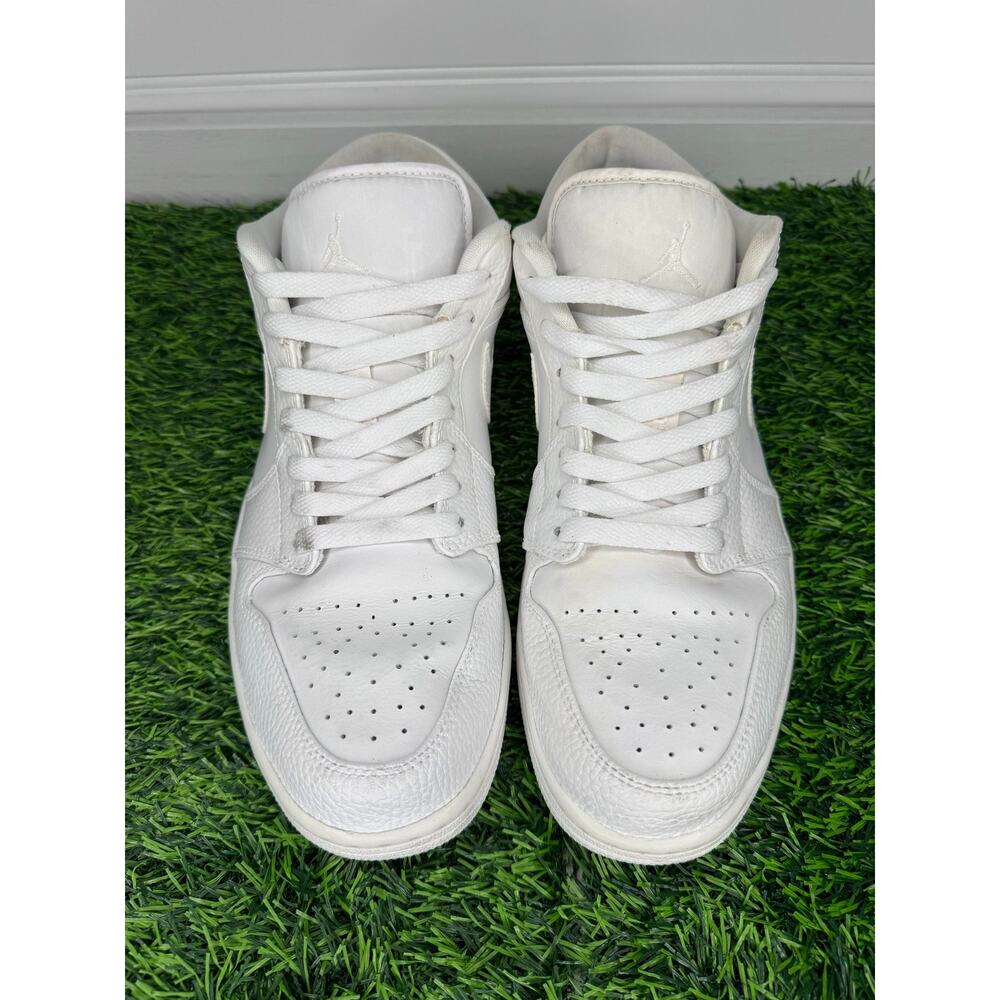 Air Jordan 1 Low Triple White Tumbled Leather Men’s 11.5 553558-130 White - Picture 3 of 6